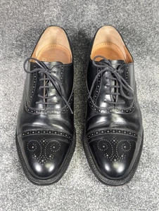 Barker Made In England Semi Brogue Oxford Black Leather Shows UK 10 G Lace Up - Picture 1 of 19