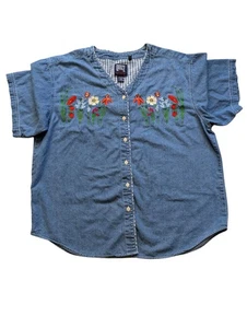 Vintage Quiz New York Woman Gr. 22 Kurzarm Jeanshemd - Bild 1 von 5