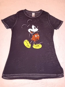 Disney Mickey Mouse T-shirt Woman’s Size Medium Sheer Black Burnout Style - Picture 1 of 8