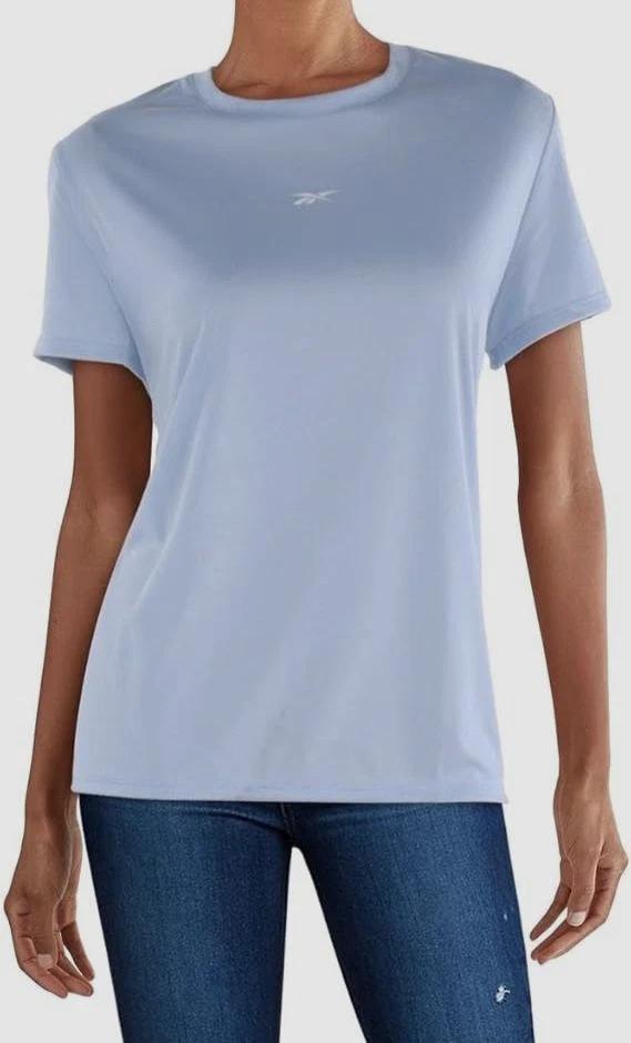 Reebok Women's Blue Crewneck Logo Pullover Top T-Shirt Size Medium
