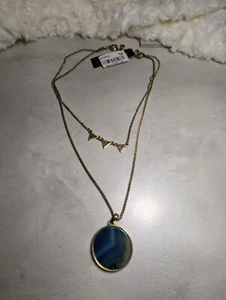 Lucky Brand Multi strand Necklace Blue Stone Pendant - Picture 1 of 5