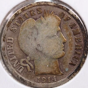 1914-D Barber Silver Dime, Very Good Circulated Coin, Store Sale #d914D04 - Picture 1 of 2