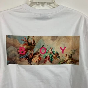 Boy London T-Shirt White Logo Angels Graphic Pink Lettering Cotton Size XS NEW - Picture 1 of 7