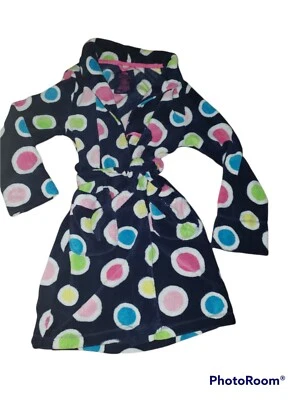 Girl's JUSTICE Bathrobe Size 12/14 Blue Polka Dots Pockets - Image 1 of 4