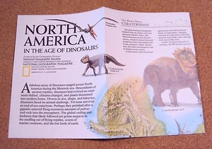 National Geographic January 1993 Map North America In Age Of Dinosaurs - Picture 1 of 5