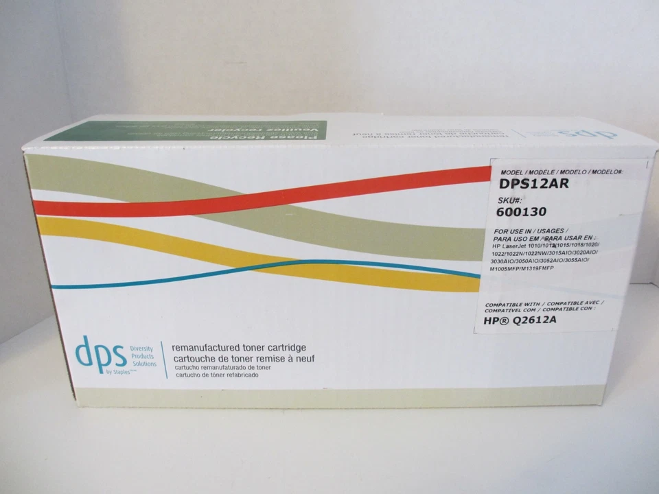Cartucho de toner preto Staples/DPS DPS12AR compatível com HP 12A/Q2612A, novo - Imagem 1 de 1
