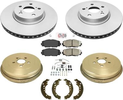 Front Coated Rotors Brake Pads Rear Drums Shoes Springs For 09-15 Toyota Corolla - Image 1 of 4