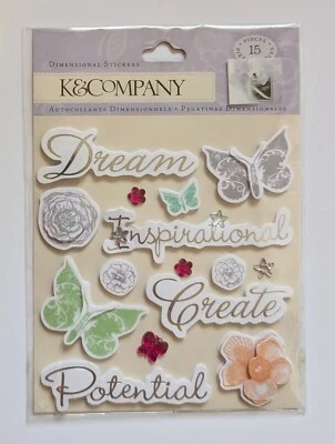 Inspirational Sentiments Words Dream Create Scrapbooking Stickers by K&Company - Image 1 of 3