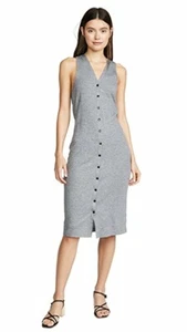 Vestido sin mangas Rag Bone Mac Mini gris jaspeado M nuevo con etiquetas Midi algodón abotonado - Imagen 1 de 3