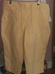 BHS Women's Yellow Cotton Cropped Trousers with Pockets UK 18 - Picture 1 of 4