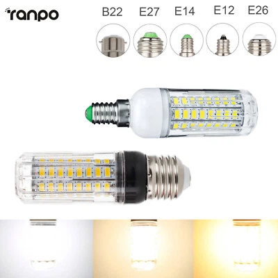 Dimmable 12v 20w Led Corn Light Bulbs Power Room Smd 5730 chip E14 Lighting E27 - Image 1 of 4