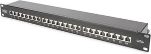 DIGITUS Patchpanel 19-Zoll Cat-6A 24-Port RJ45 Geschirmt LSA Patch-Feld schwarz - Bild 1 von 1