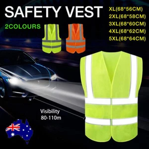 Safety Vest Reflective Tape Yellow Orange Day Workware Night High Visibility AU - Picture 1 of 14