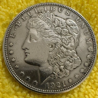 1921 $1 Silver Morgan One Dollar E Pluribus Unum Liberty Eagle Circulated Fine - Image 1 of 4