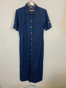 Talbots Womens Dress 8 Blue Modest Denim Maxi Country Minimal Capsule Button Up - Picture 1 of 6
