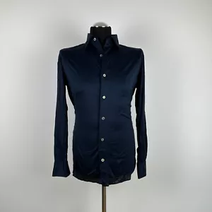 Finamore (Seiden-) Hemd (neu) - blau- Haikragen - Gr. 39 - Reg. €320 - H503 - Bild 1 von 9