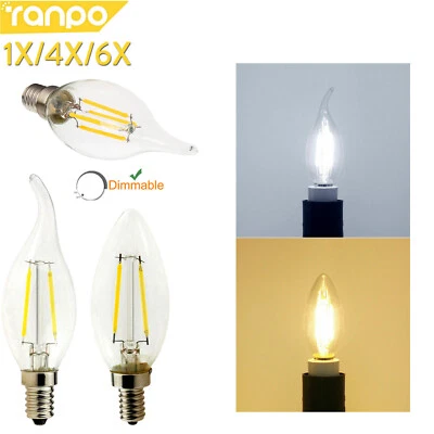 Dimmable E14 C35 Led Filament Light Bulbs Glass Decoration Lamp Lampada Cob Room - Image 1 of 4