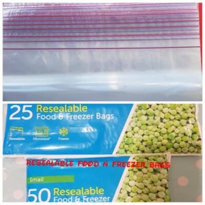 CLEAR RESEALABLE FOOD STORAGE FREEZER BAG STRONG GOOD QUALITY BAGS SMALL &MEDIUM - Picture 1 of 8