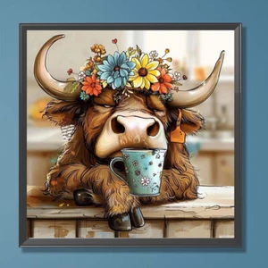 Paint By Numbers Kit On Canvas DIY Oil Art Cow Picture Home Wall Decor 30x30cm - Picture 1 of 11