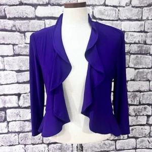 R&M Richards Purple No Close Ruffle Front Cardigan Size L - Picture 1 of 9