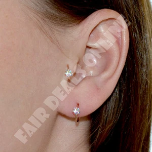 5 AB Kristall Blume dünner Diamant Knorpel Ohrring, Tragus Nase Reifen Helix Ring - Bild 1 von 5
