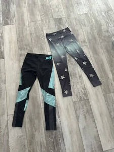 Blue Gray JUSTICE Pull-On Stretch Gym Leggings 16 18 20 EUC NWOT Sheer Lot - Picture 1 of 5