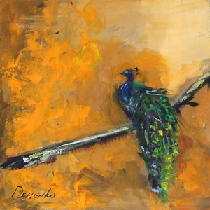 Dipinto olio colorato BIRD 8x8 UCRAINA NATALIA DEMENKO - Foto 1 di 12