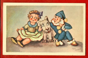 ESTONIA CLOWN GIRL AND DOG VINTAGE POSTCARD 364 - Bild 1 von 2