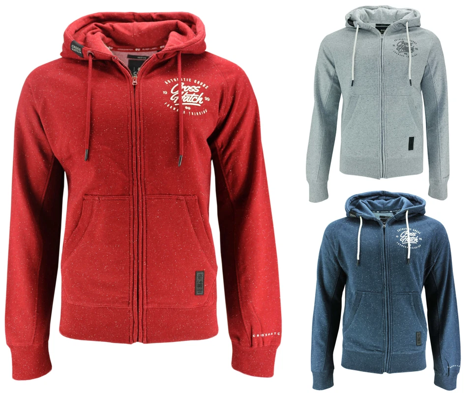 CROSSHATCH Hombre Sudadera Chaqueta RENNON ZIP THRU HOODY SWEAT Capucha Estampado NUEVO Foto 1 de 1