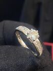 Pave 1.06 Cts Princess Round Shape Diamonds Solitaire Engagement Ring 14K Gold