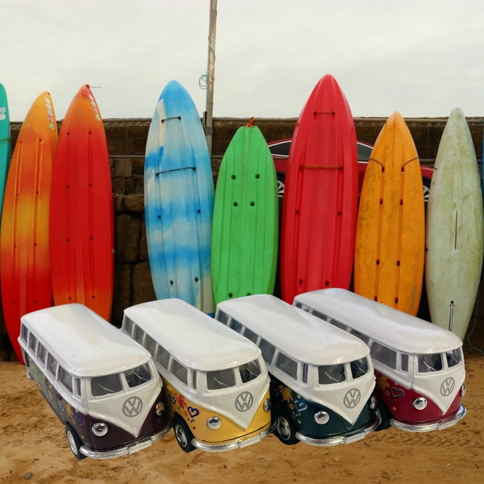 Mini Metal VW surf bus hippy campervan die cast pull back models Christmas Xmas - Image 1 of 4