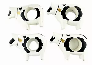 4 servilleteros de madera pintados a mano hechos a mano negro blanco - Imagen 1 de 5