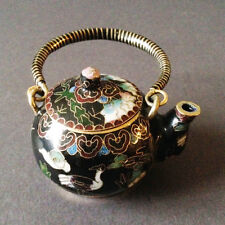 Chinese Vintage Cloisonne Tea Pot Teapot Bronze Brass Copper Enamel Handmade Blk
