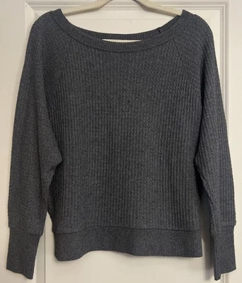 Красный высокий мягкий вафельный вязаный серый свитер размер маленький - Изображение 1 из 3