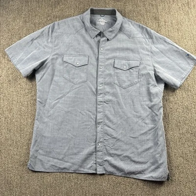 Camisa a Presión Kuhl Para Hombres XL Kaptivatr Perla Manga Corta Mezcla de Lana Azul Foto 1 de 4