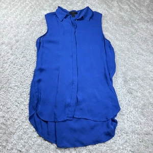 J. Crew Top Women's Size 6 Blue 100% Silk Sleeveless Button Capsule Work Career - Picture 1 of 9
