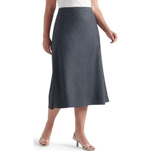 PARI PASSU Wool Blend Gray Pinstripe Midi Skirt C4/18 Minimalist Workwear - Picture 1 of 9