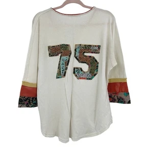 Free People WE THE FREE Damen M Blitz Tee Schnürung V-Ausschnitt 75 Stickerei Ivory - Bild 1 von 10