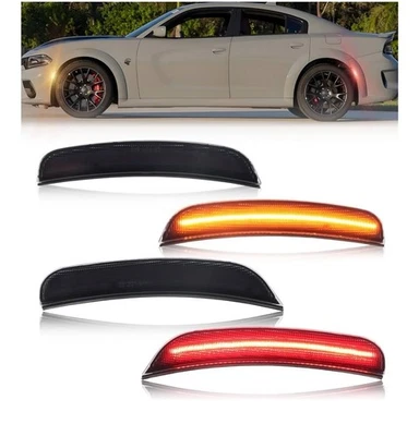 4PCS Smoked LED Side Marker Lights For 15-23 Dodge Charger R/T Scat Pack SXT Set - Image 1 of 4