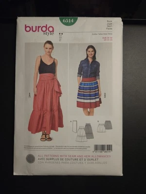 Burda 6514 Gathered Skirts w Yoke & Scarf, Tiered Option Sz 10-20 UNCUT Pattern - Image 1 of 3