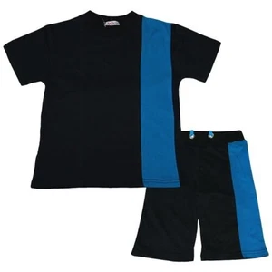 Bambini Ragazzi T Shorts 100% Cotone Contrasto Pannello Nero Top Estivo Corto - Foto 1 di 9