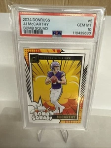 2024 Panini Donruss J.J. McCarthy BOMBSQUAD #5 (RC) PSA GEM MINT 10 - Picture 1 of 2