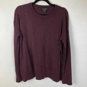 Pendleton Merino Wool Knit Long Sleeve Shirt Mens Size Large Maroon Pullover - Picture 1 of 6