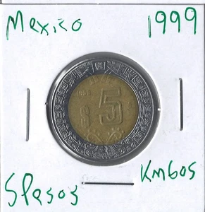 Moneda México 5 Pesos 1999 KM605, bimetálica - Imagen 1 de 2