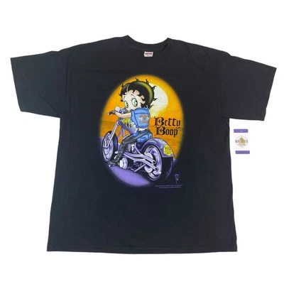 Vtg Betty Boop Tshirt Black XL Motorcycle Y2K Streetwear Biker Chic Urban 2003 - Image 1 of 4