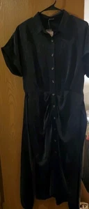 BTFBM Damen Kleid Gr. Large Kragen Knopfleiste Taille zum Binden Rüschen Polyestermischung - Bild 1 von 4