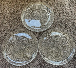 3 Anchor Hocking Soreno Ribbed Glass Snack Plates 10” Clear Plates Dish No Cups - Picture 1 of 7