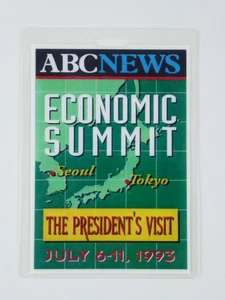 Bill Clinton Vintage Press Pass Econonic Summit The President's Visit 1993 Tokyo - Picture 1 of 2