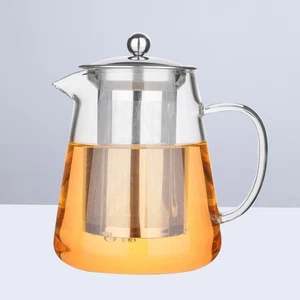 Glas Teekanne 32 oz/950 ml hohe Borosilikat Teekanne mit 304 Edelstahl - Bild 1 von 11