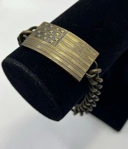 WW II Brass? US Flag Military Sweetheart Bracelet 8.5” L - Picture 1 of 5